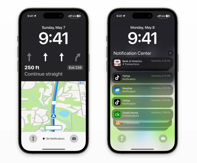 山西苹果维修服务分享iOS17锁屏地图导航半屏显示长什么样 